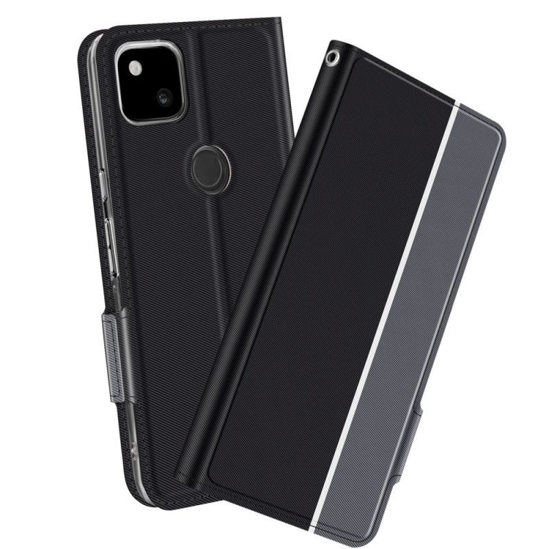 Etui Folio Google Pixel 4a Różowy Czarny Dwukolorowa Seria Baiyu Etui Ochronne