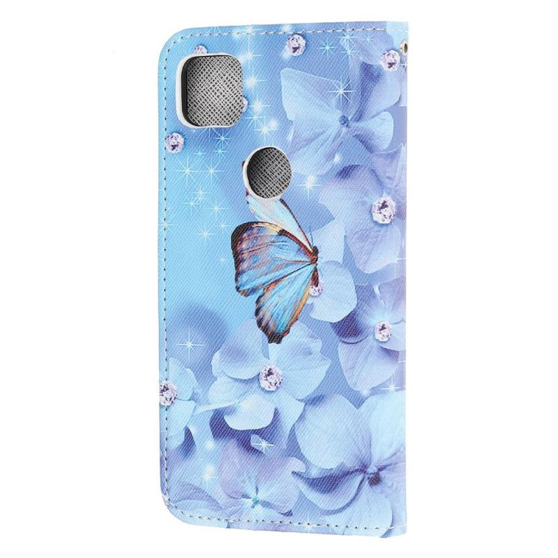 Etui Folio Google Pixel 4a Stringi W Diamentowe Motyle Etui Ochronne