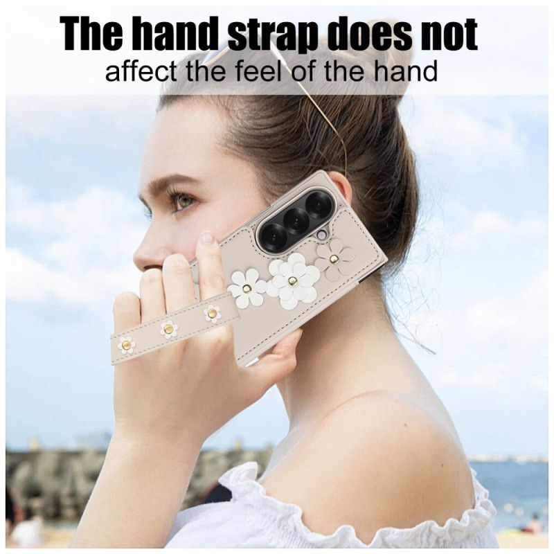 Etui Do Samsung Galaxy Z Fold 7 Uchwyt Na Karty I Podstawka Z Motywem Kwiatowym 3d