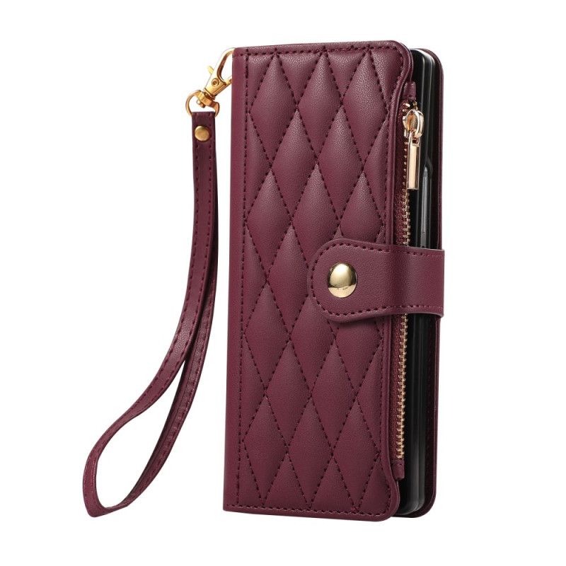 Etui Folio Do Samsung Galaxy Z Fold 7 Pikowany Z Paskiem