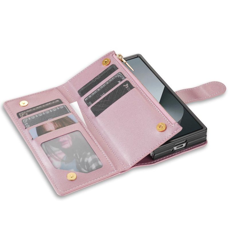 Etui Folio Samsung Galaxy Z Fold 7 Wyściełane Z Paskiem Na Ramię I Smyczą Etui Ochronne