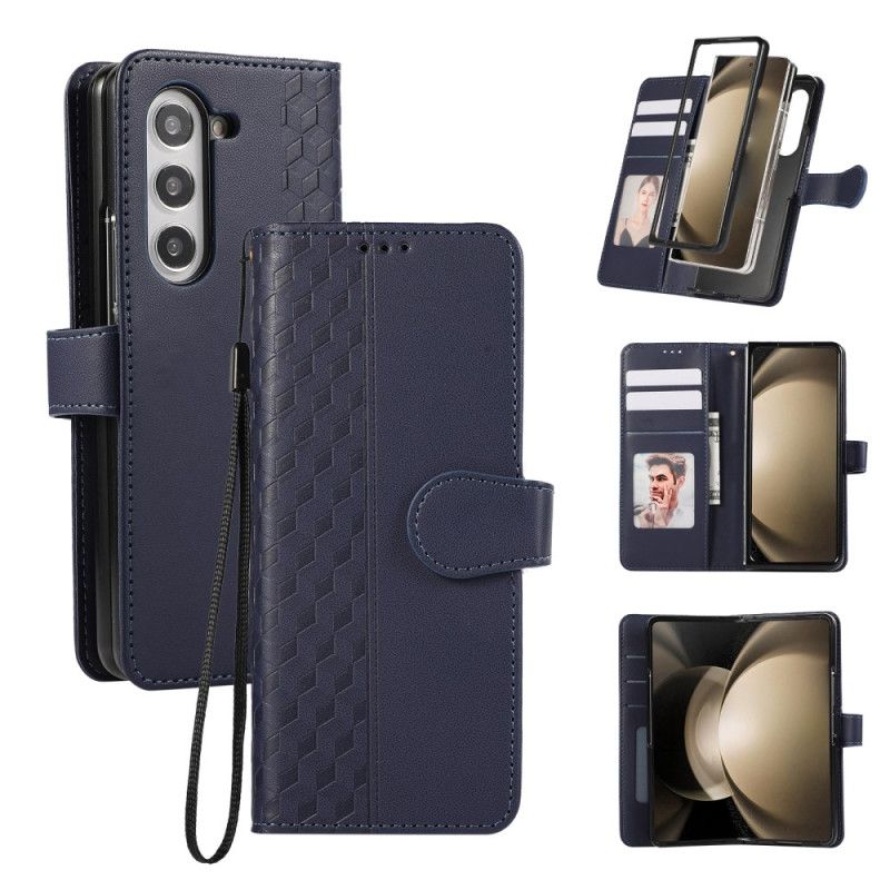 Etui Folio Samsung Galaxy Z Fold 7 Wytłoczony Wzór Z Paskiem Etui Ochronne