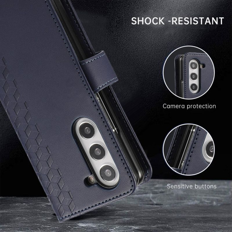 Etui Folio Samsung Galaxy Z Fold 7 Wytłoczony Wzór Z Paskiem Etui Ochronne