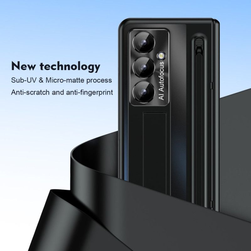 Etui Samsung Galaxy Z Fold 7 Podstawka Z Efektem Metalu I Folia Ochronna Na Ekran