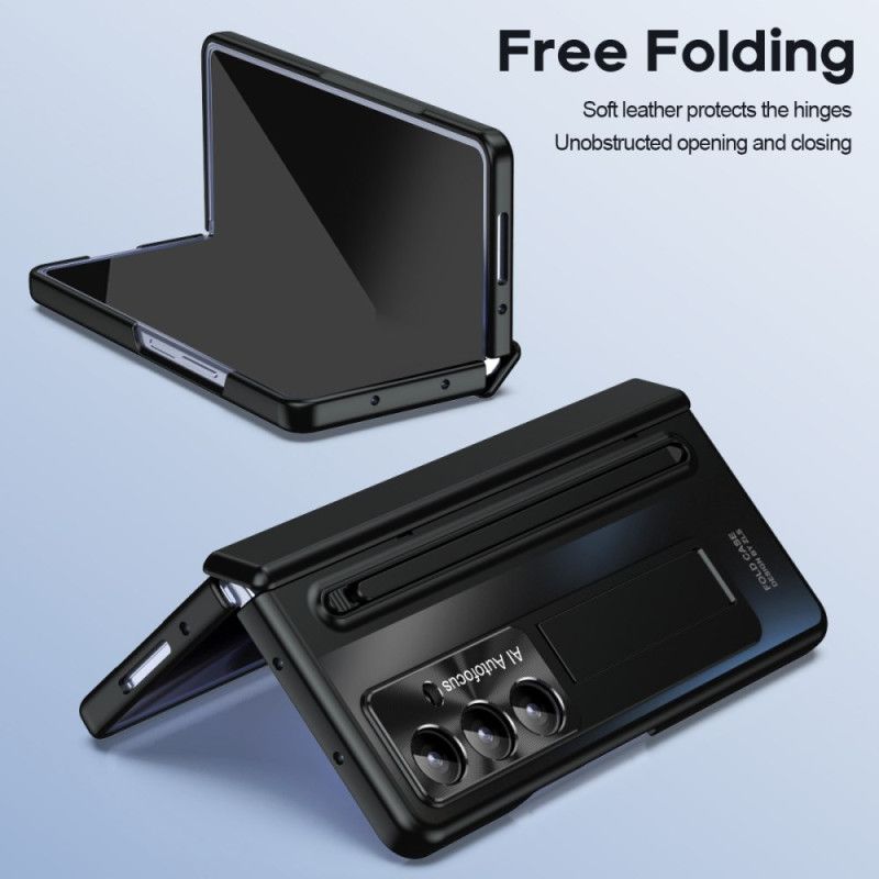 Etui Samsung Galaxy Z Fold 7 Podstawka Z Efektem Metalu I Folia Ochronna Na Ekran