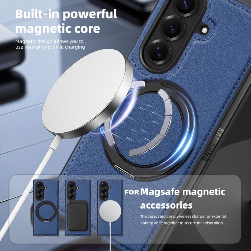 Futerały Samsung Galaxy Z Fold 7 Etui Na Telefon Kompatybilny Z Magsafe Efekt Skóry Z Obrotowym Uchwytem Pierścieniowym