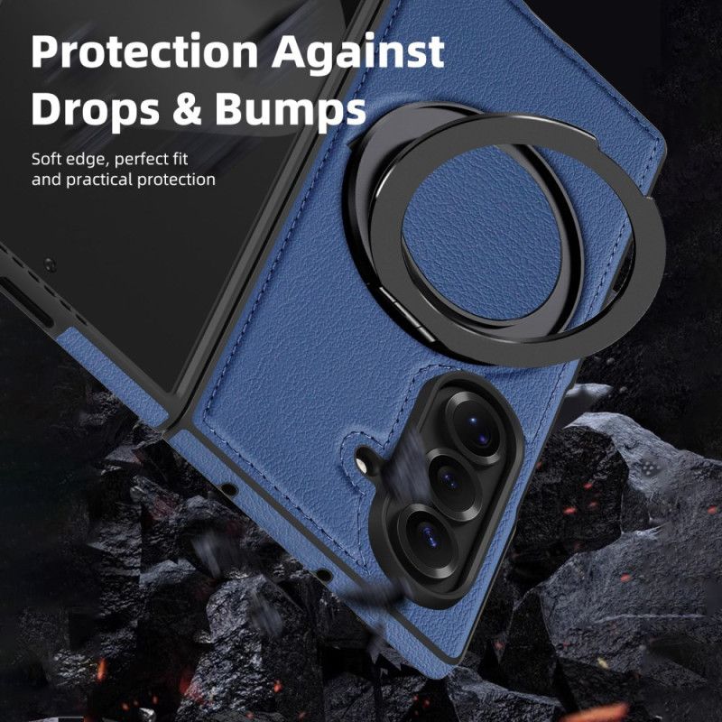 Futerały Samsung Galaxy Z Fold 7 Etui Na Telefon Kompatybilny Z Magsafe Efekt Skóry Z Obrotowym Uchwytem Pierścieniowym
