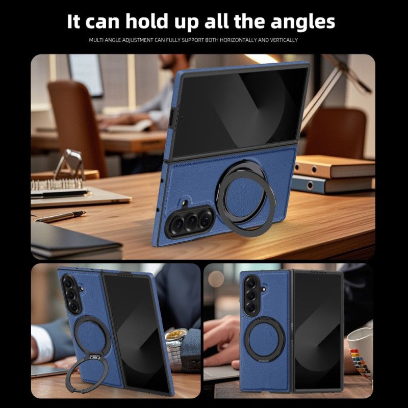 Futerały Samsung Galaxy Z Fold 7 Etui Na Telefon Kompatybilny Z Magsafe Efekt Skóry Z Obrotowym Uchwytem Pierścieniowym