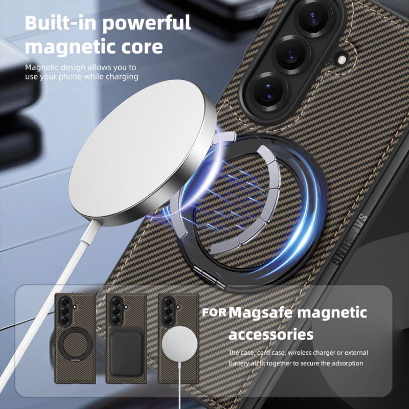 Futerały Samsung Galaxy Z Fold 7 Etui Na Telefon Magnetyczne Teksturowane Włókno Węglowe