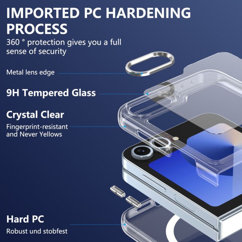 Etui Do Samsung Galaxy Z Flip 7 Fe Kompatybilne Z Magsafe Półprzezroczyste Z Folią Ochronną Na Ekran