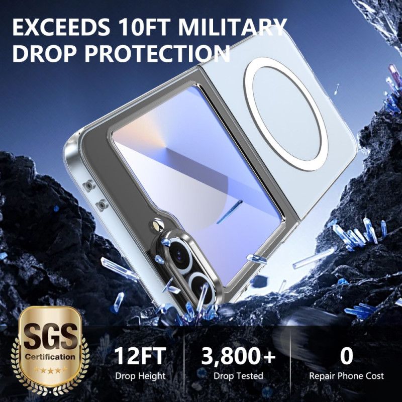 Etui Do Samsung Galaxy Z Flip 7 Fe Kompatybilne Z Magsafe Półprzezroczyste Z Folią Ochronną Na Ekran