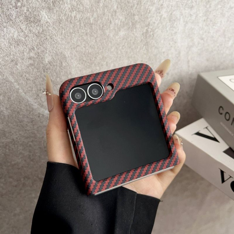 Etui Do Samsung Galaxy Z Flip 7 Fe Magnetyczny Uchwyt Na Karty Z Teksturą Włókna Węglowego