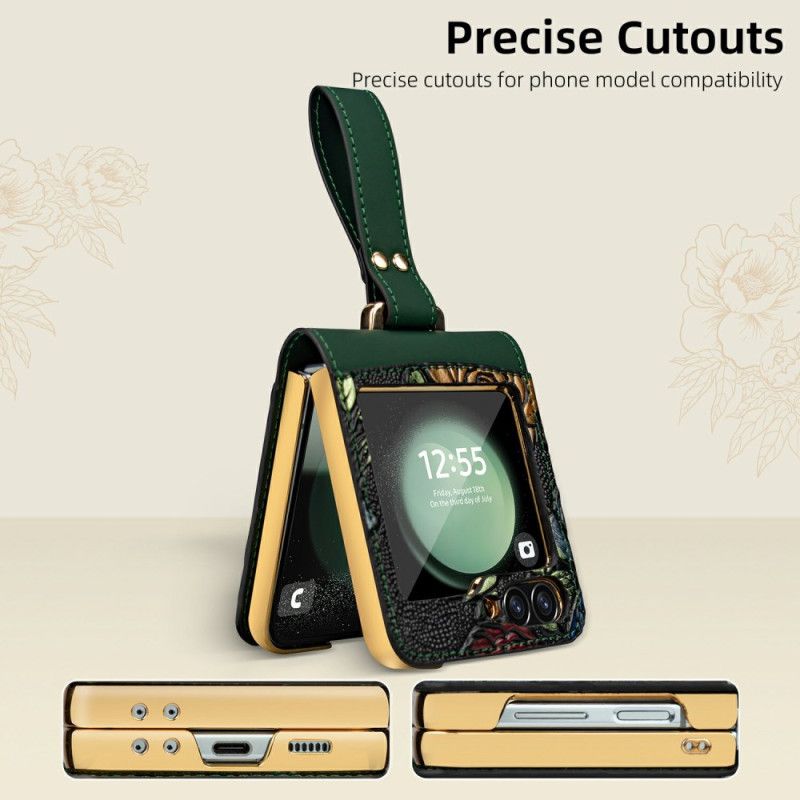 Etui Do Samsung Galaxy Z Flip 7 Fe Pasek Na Ramię Z Kwiatowym Wzorem
