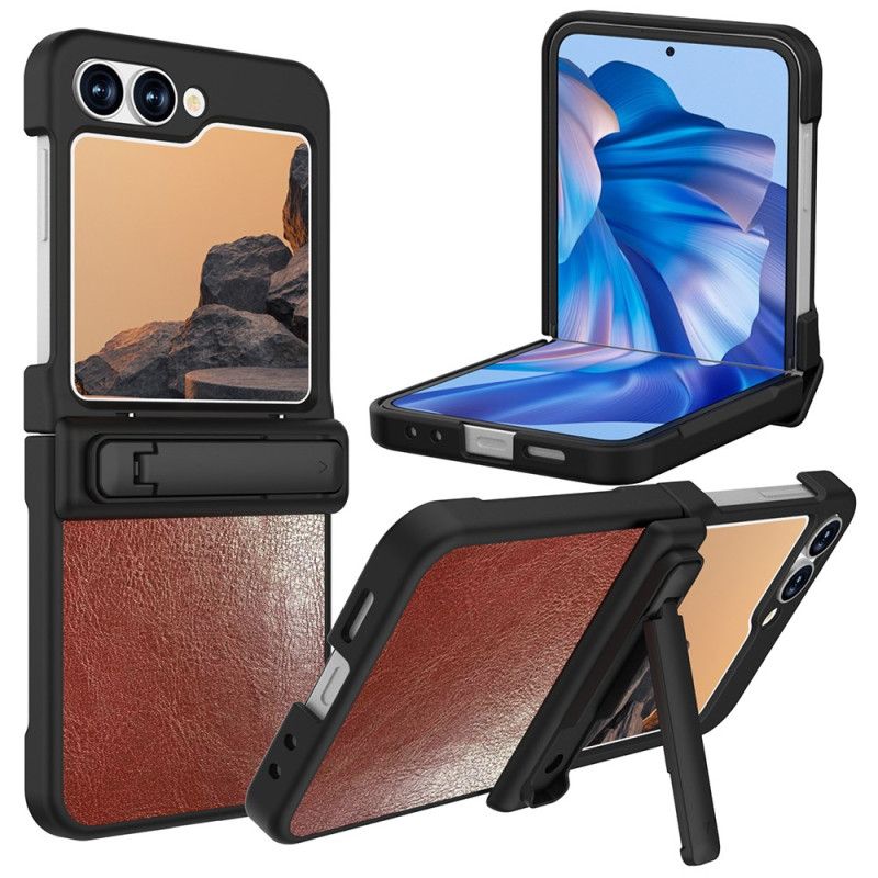 Etui Samsung Galaxy Z Flip 7 Fe Efekt Skóry Z Podstawką