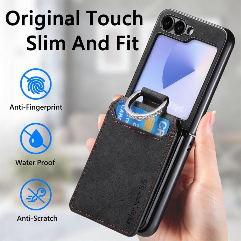 Etui Samsung Galaxy Z Flip 7 Fe Efekt Zamszu Z Przegródką Na Karty Etui Ochronne