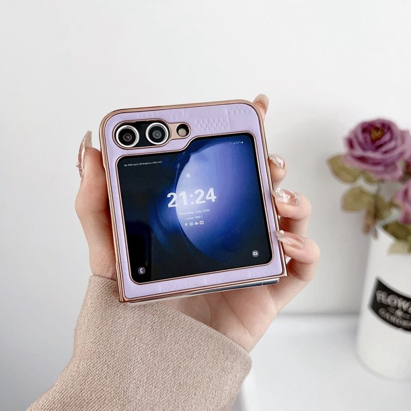 Etui Samsung Galaxy Z Flip 7 Fe Pikowane Krawędzie Z Efektem Metalu Etui Ochronne