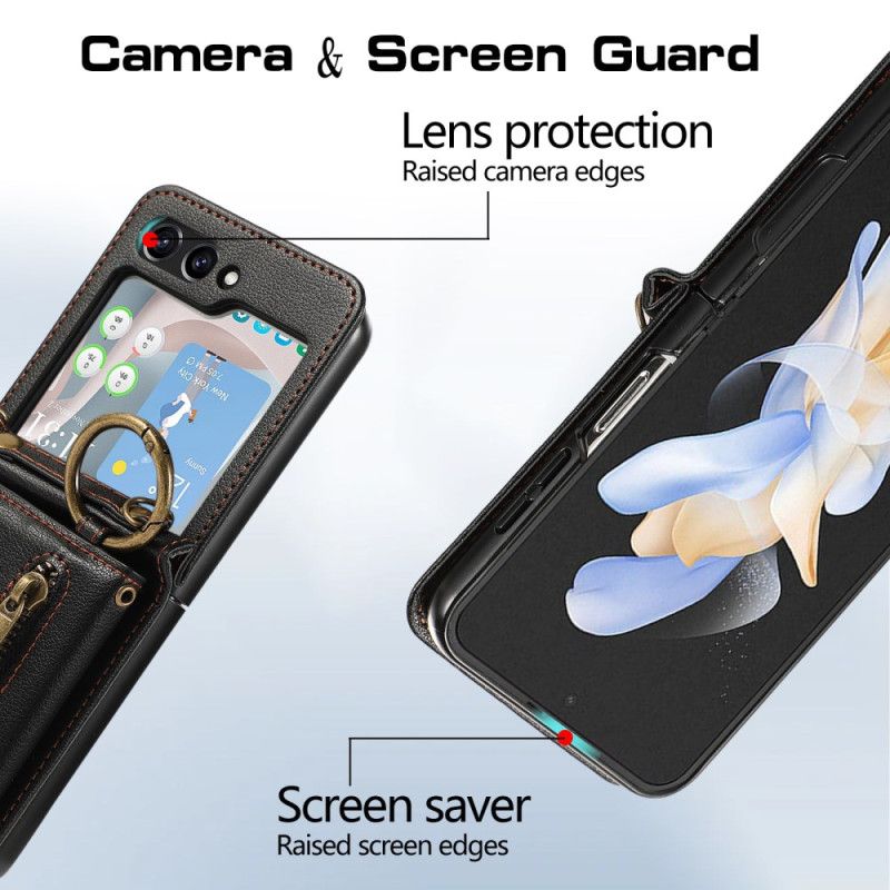 Etui Samsung Galaxy Z Flip 7 Fe Portfel Na Zamek Błyskawiczny I Uchwyt Na Ramię Pasek