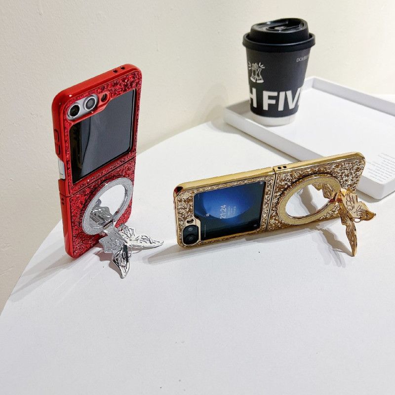 Etui Samsung Galaxy Z Flip 7 Fe Stojak Z Motylem Z Kryształkami Etui Ochronne