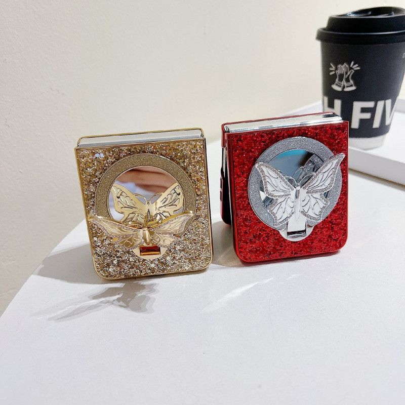 Etui Samsung Galaxy Z Flip 7 Fe Stojak Z Motylem Z Kryształkami Etui Ochronne