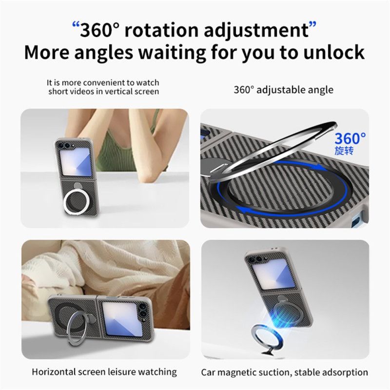 Futerały Samsung Galaxy Z Flip 7 Fe Etui Na Telefon Konstrukcja Z Włókna Węglowego Z Magnetyczną Podstawką