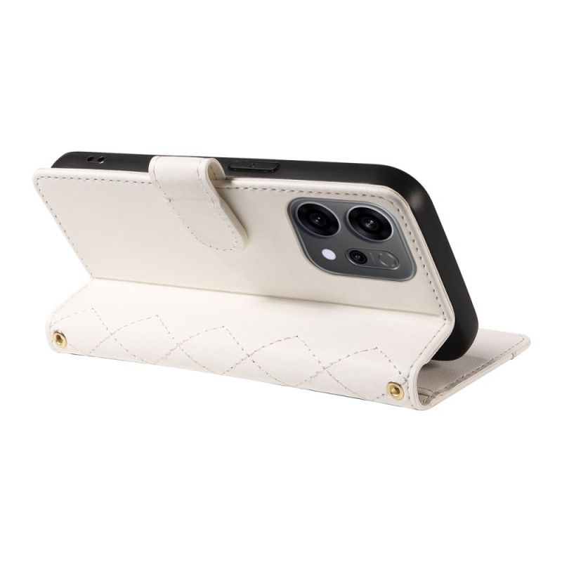 Etui Folio Do Oppo Reno 14f 5g Pikowane Z Paskiem I Paskiem Na Ramię