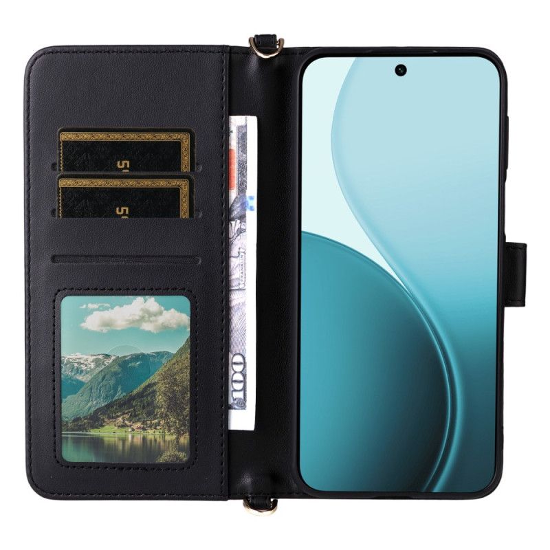 Etui Folio Oppo Reno 14f 5g Elegancki Design Z Paskiem Na Ramię I Smyczą Etui Ochronne