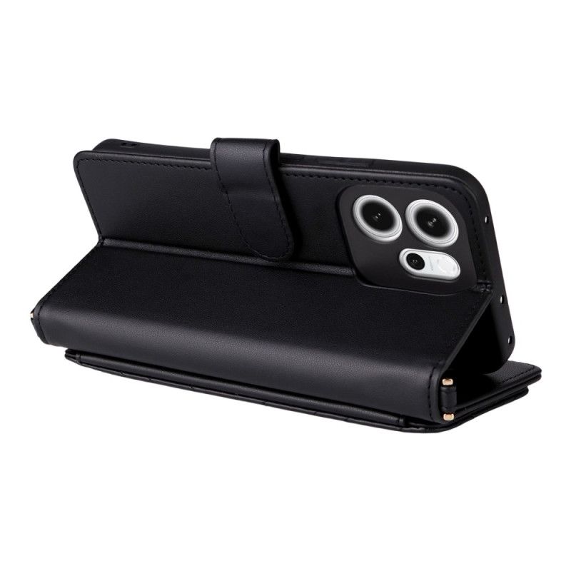 Etui Folio Oppo Reno 14f 5g Elegancki Design Z Paskiem Na Ramię I Smyczą Etui Ochronne