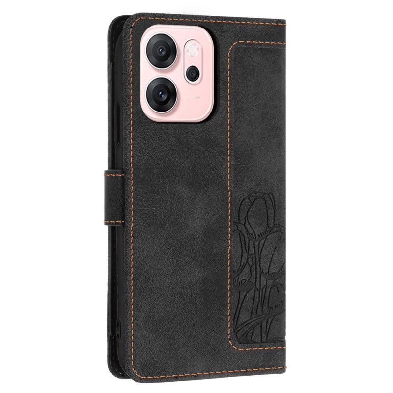 Etui Folio Oppo Reno 14f 5g Kwiatowy Efekt Zamszu