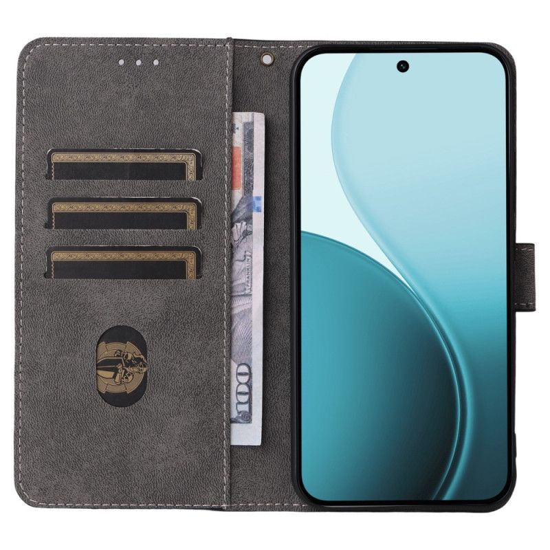 Etui Folio Oppo Reno 14f 5g Ochrona Rfid Efekt Zamszu Z Paskiem