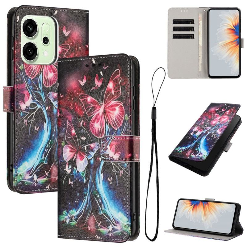 Etui Folio Oppo Reno 14f 5g Wzór Motyla Etui Ochronne