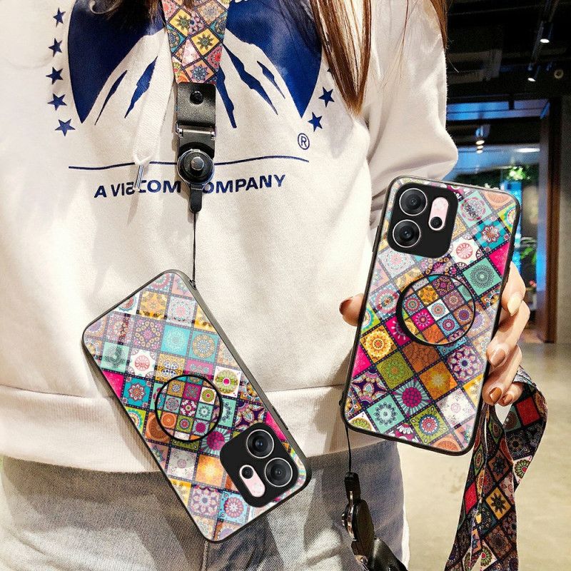 Etui Oppo Reno 14f 5g Patchworkowy Stojak I Smycz