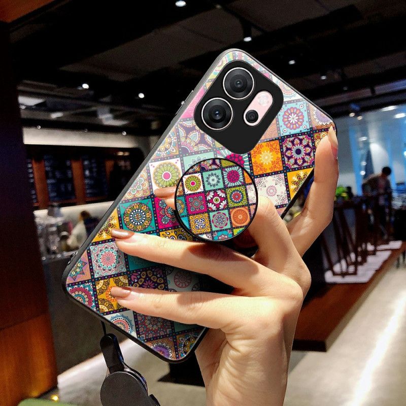 Etui Oppo Reno 14f 5g Patchworkowy Stojak I Smycz