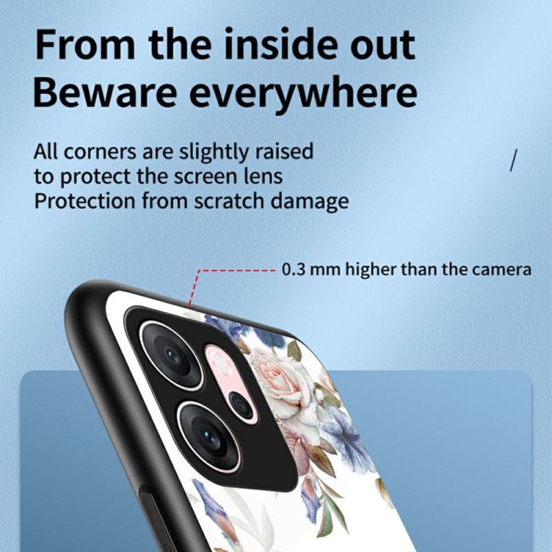 Etui Oppo Reno 14f 5g Szkło Hartowane Kwiatowy Wzór