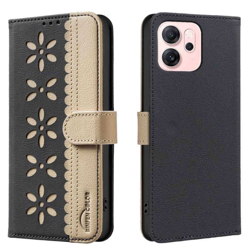 Skórzany Futerał Oppo Reno 14f 5g Etui Na Telefon Kwiatowy Kolor Binfen