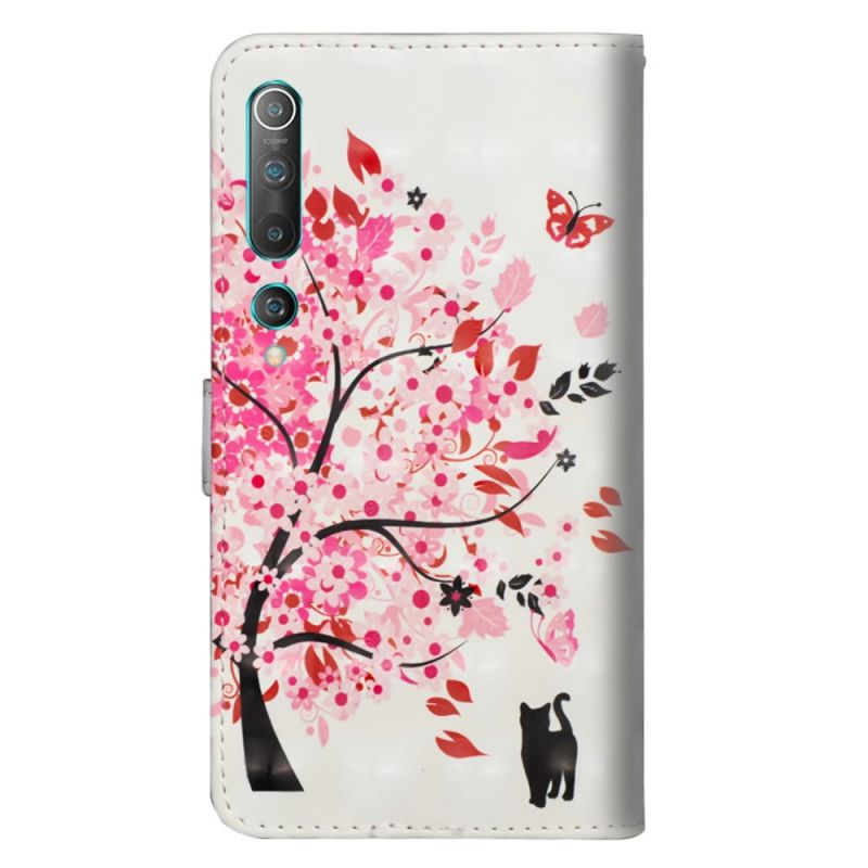 Etui Folio Xiaomi Mi 10 / 10 Pro Różowe Drzewo I Czarny Kot Etui Ochronne