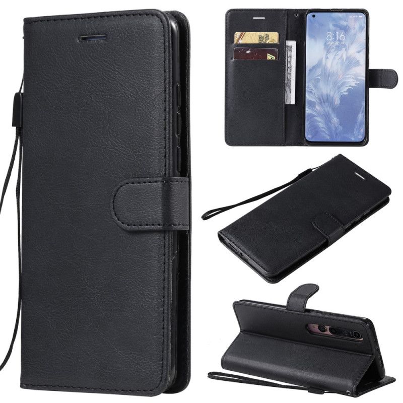 Etui Folio Xiaomi Mi 10 / 10 Pro Różowe Złoto Czarny Styl Skórzanego Paska