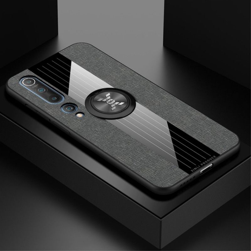 Etui Xiaomi Mi 10 / 10 Pro Szary Czarny Tekstura Hybrydowa I Dżinsowa Z Pierścieniem Podtrzymującym