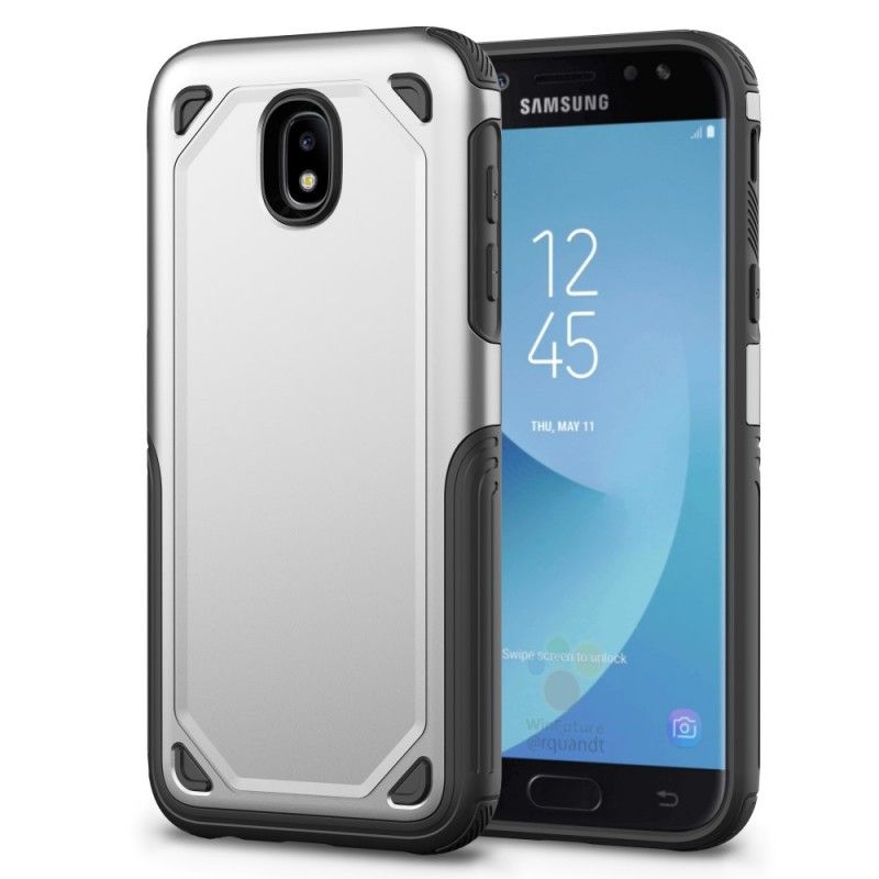 Etui Samsung Galaxy J3 2017 Szary Czarny Zbroja Z Efektem Metalu Etui Ochronne