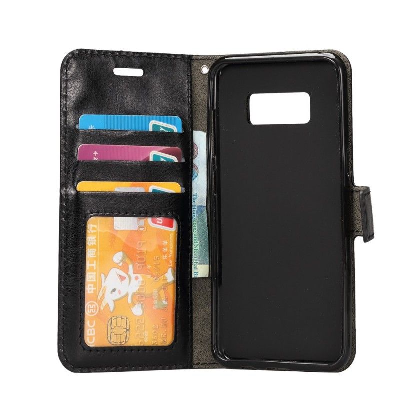 Etui Folio Samsung Galaxy S8 Plus Czarny Efekt Skóry Etui Ochronne