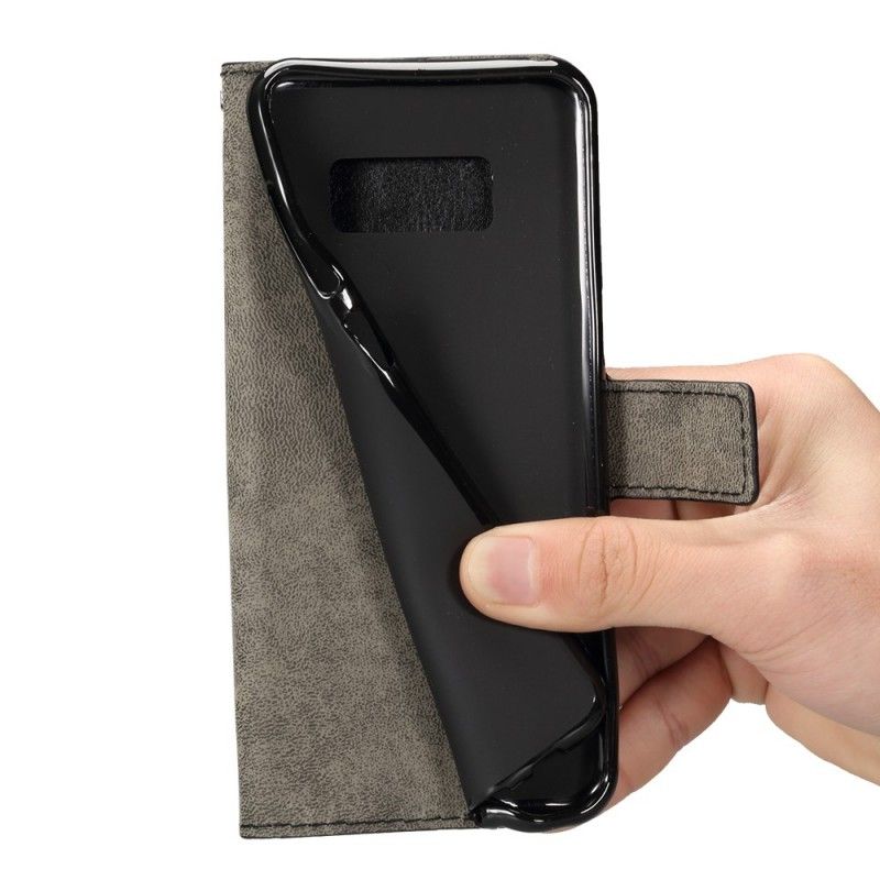 Etui Folio Samsung Galaxy S8 Plus Czarny Efekt Skóry Etui Ochronne