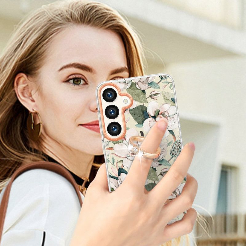Etui Do Samsung Galaxy S24 5g Z Kwiatowym Pierścieniem Podtrzymującym