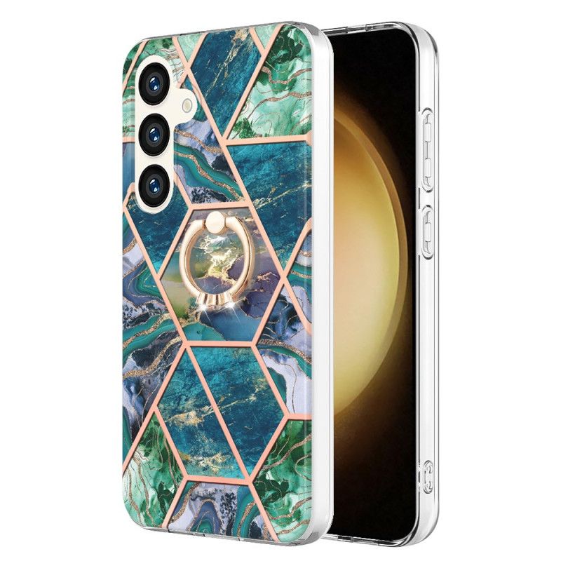 Etui Do Samsung Galaxy S24 5g Z Obniżonym Marmurowym Pierścieniem Podporowym