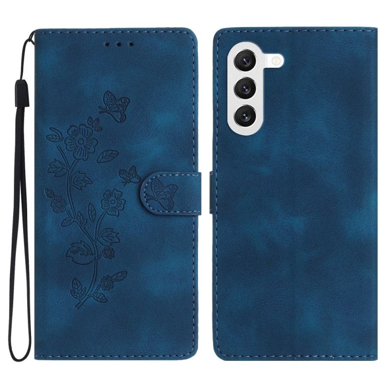 Etui Folio Do Samsung Galaxy S24 5g Dyskretny Kwiatowy Wzór Z Paskiem