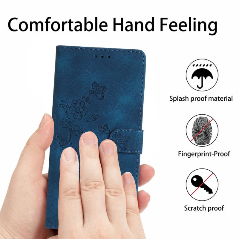 Etui Folio Do Samsung Galaxy S24 5g Dyskretny Kwiatowy Wzór Z Paskiem