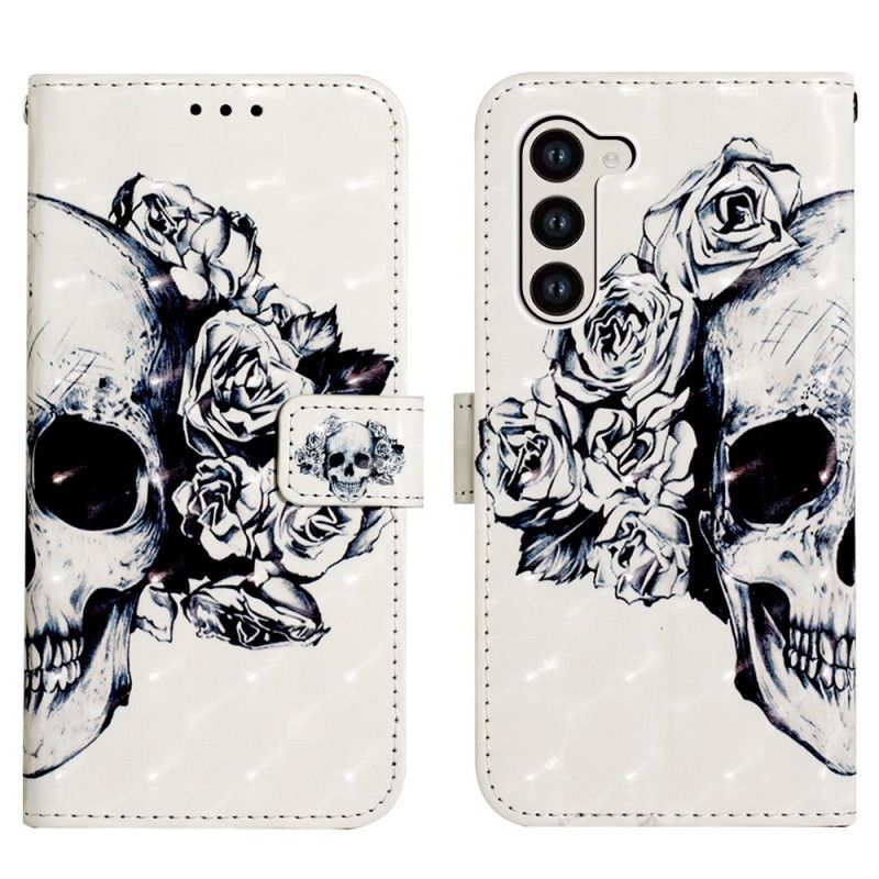 Etui Folio Do Samsung Galaxy S24 5g Kwiatowa CZaszka Z Paskiem