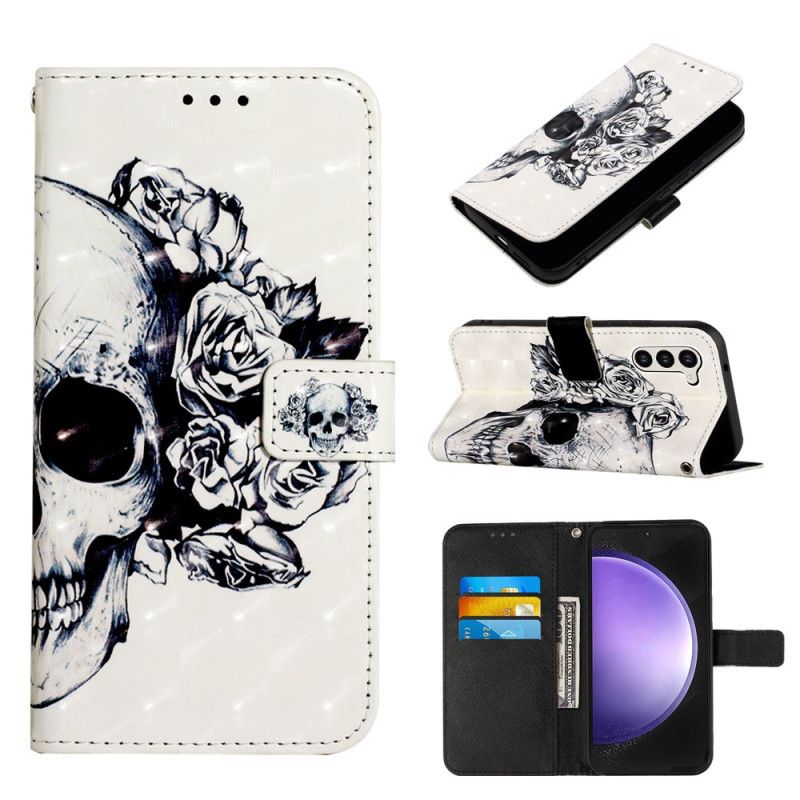 Etui Folio Do Samsung Galaxy S24 5g Kwiatowa CZaszka Z Paskiem