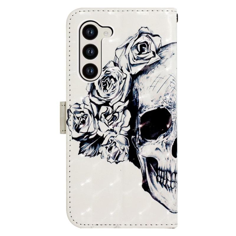 Etui Folio Do Samsung Galaxy S24 5g Kwiatowa CZaszka Z Paskiem