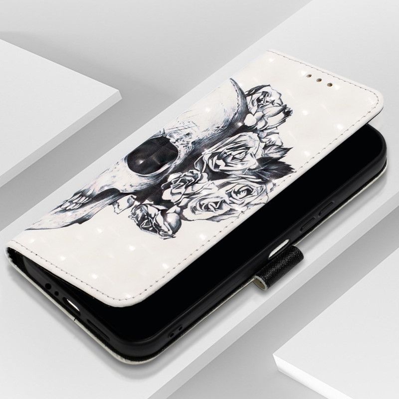 Etui Folio Do Samsung Galaxy S24 5g Kwiatowa CZaszka Z Paskiem