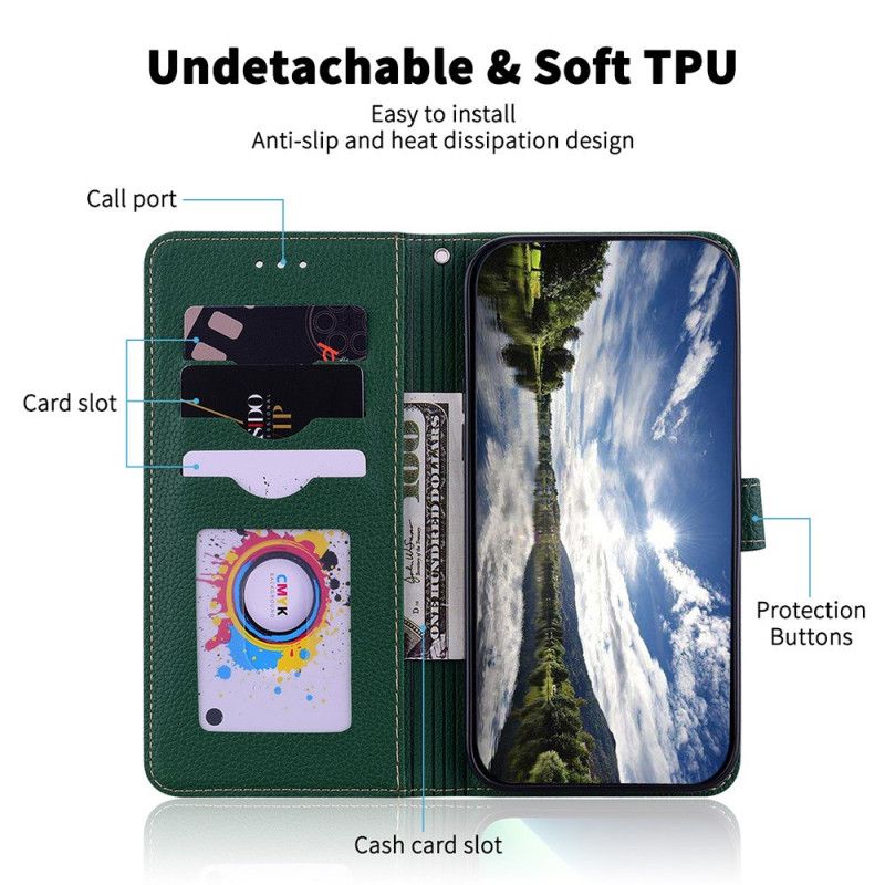 Etui Folio Do Samsung Galaxy S24 5g Sztuczna Skóra Litchi Z Paskiem