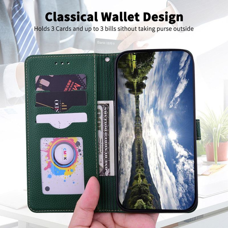 Etui Folio Do Samsung Galaxy S24 5g Sztuczna Skóra Litchi Z Paskiem